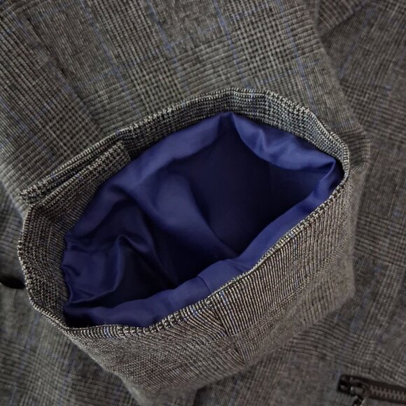 KASPER Houndstooth Blazer Zipper Pockets Size 12 Black Blue Office Classic - Picture 7 of 12